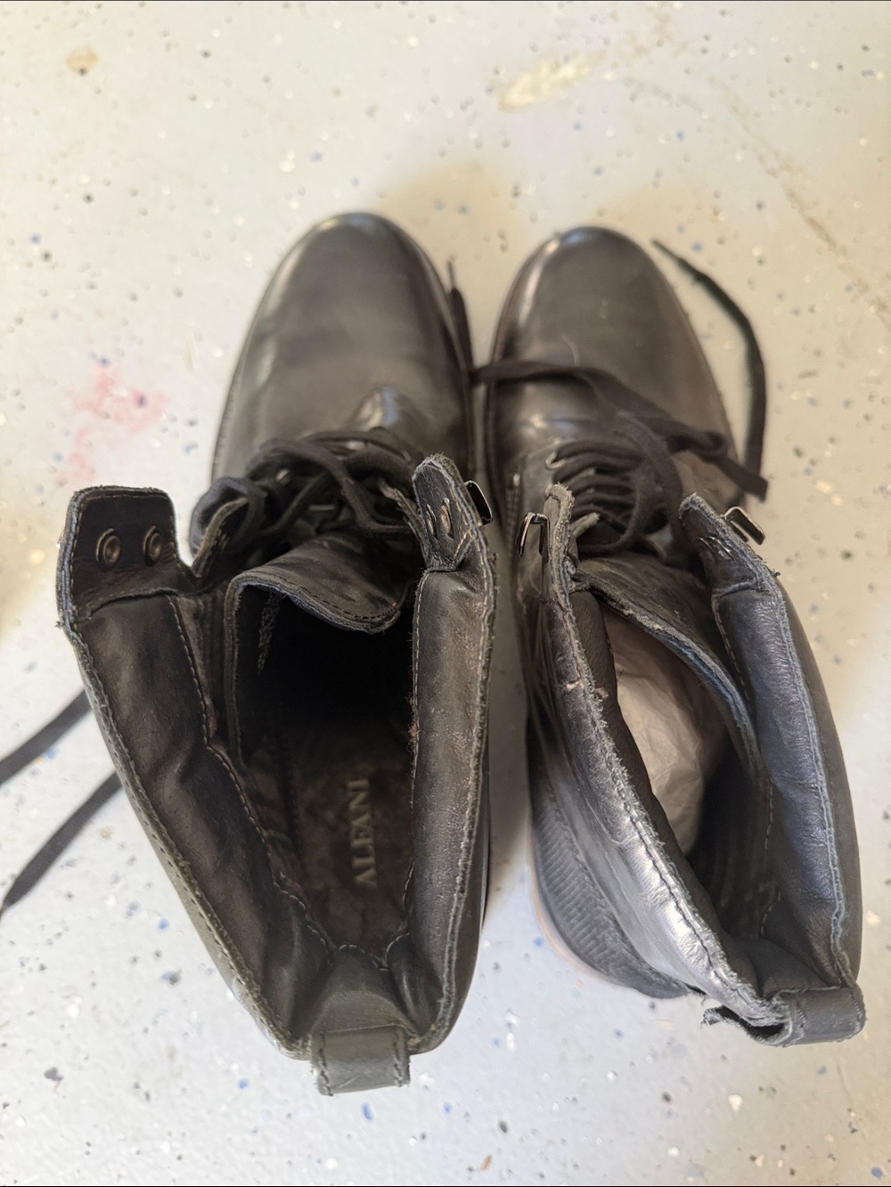 Alfani Black Leather Lace-Up Ankle Boots